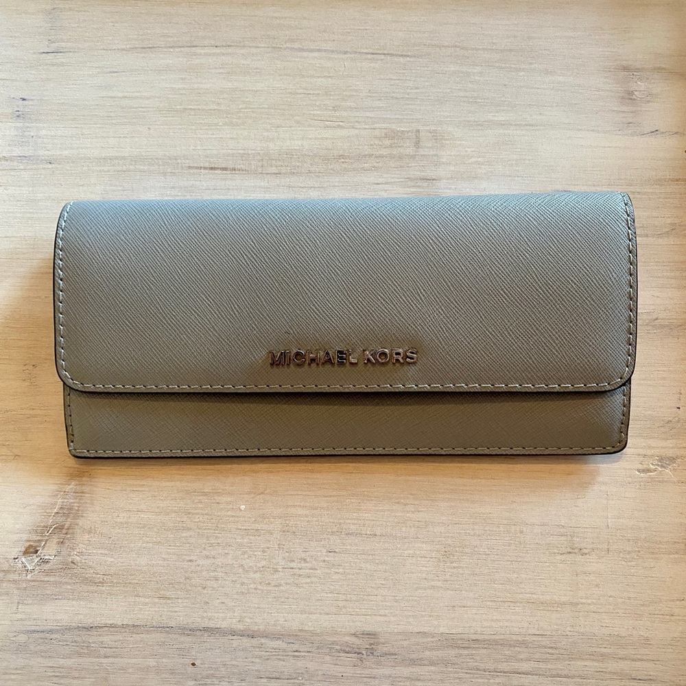 Michael Kors Gray wallet - coated canvas.  Gently Used.  Non smoking home